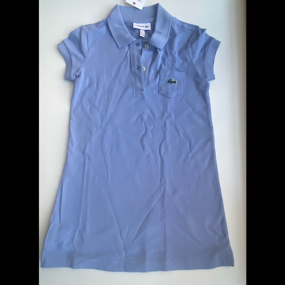 Lacoste Kids Blue Purple Pique Polo Dress